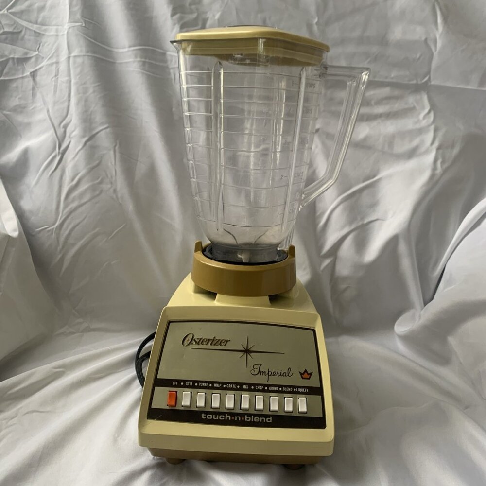 Vintage Osterizer Imperial Touch-N-Blend Blender 9-Function Avocado Yellow Works